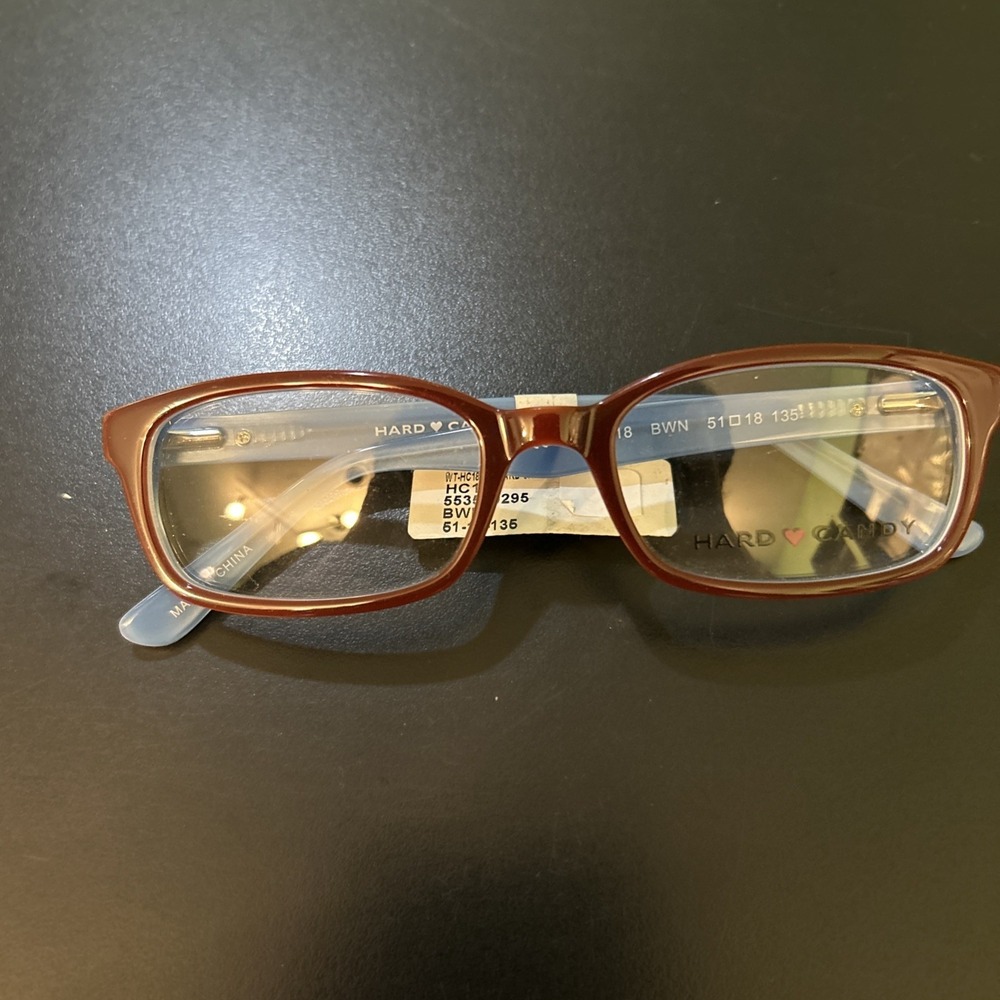 Hard Candy HC18 Brown & Blue Bwn Eyeglasses Frames Only Full Rim 51-18-135